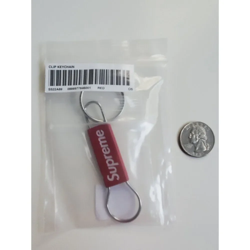Supreme Red Clip Logo Key Chain Keyring New